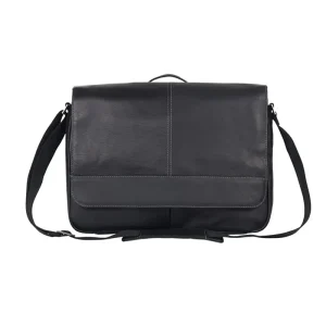 Stylish Black Messenger Leather Bag For Mens