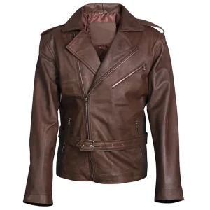 Mens Biker Brown Genuine Leather Jacket