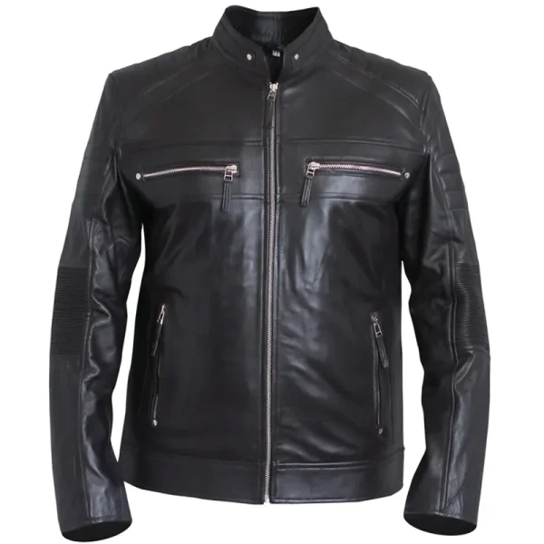 Men's Cafe Racer Black Classic Biker Leather Jacket